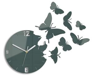 Mazur 3D nalepovací hodiny Butterfly tmavě šedé
