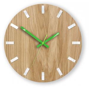 Mazur Nástěnné hodiny Simple Oak hnědo-zelené