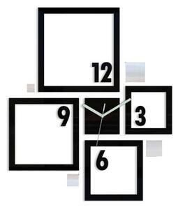ModernClock 3D nalepovací hodiny Quadrat černo-zrcadlové