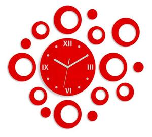 ModernClock 3D nalepovací hodiny Rings červené
