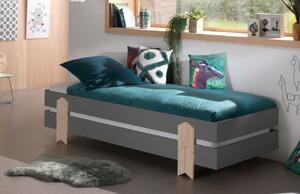 Šedá lakovaná stohovatelná postel Vipack Modulo Arrow 90 x 200 cm