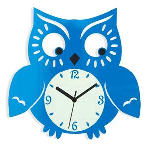 Mazur Nástěnné hodiny Owl modré