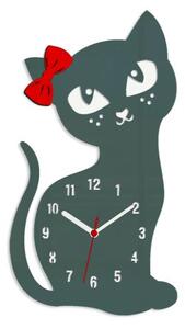 Mazur Nástěnné hodiny Cat šedé