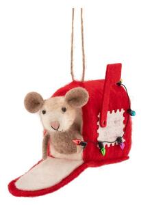 Textilní vánoční ozdoba 13 cm Mouse in Letter Box – Sass & Belle