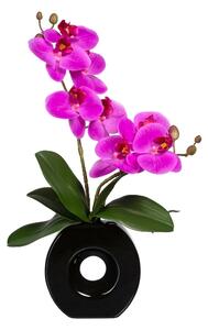 Orchidej lila ve váze, 35cm (Umělá květina)