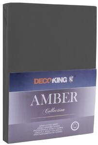 DecoKing 80x200 cm Bavlněné jersey prostěradlo Amber grafitově šedá Deco king 80-90x200