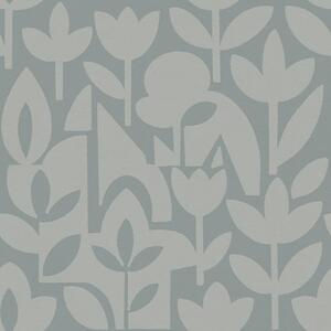 Tapety Geometrické květinové siluety v modré barvě břidlice, Tapety květiny, a00875 : uwalls.cz