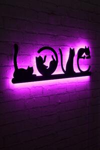 ASIR Nástěnná dekorace CAT LOVE s LED osvětlením růžová