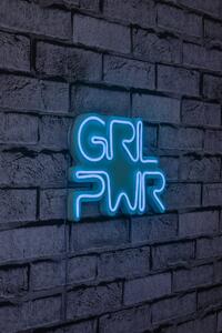 ASIR Nástěnná dekorace s LED osvětlením GIRL POWER modrá