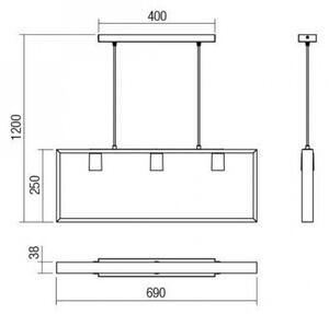 Redo 01-1665 - Lustr na lanku TIMBER 3xE27/42W/230V