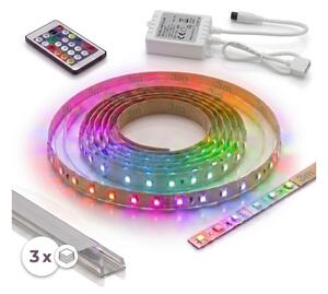SADA 1x LED RGBW Pásek DIGITAL LED/9,6W/230V 3 m + 3x vestavný profil 1 m + DO