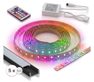SADA 1x LED RGBW Pásek DIGITAL LED/16,5W/230V 5 m + 5x vestavný profil 1 m + DO