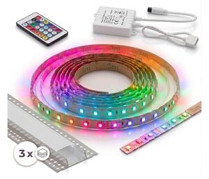 SADA 1x LED RGBW Pásek DIGITAL LED/9,6W/230V 3 m + 3x vestavný profil 1 m + DO