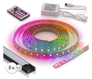 SADA 1x LED RGBW Pásek DIGITAL LED/9,6W/230V 3 m + 3x vestavný profil 1 m + DO