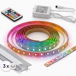 SADA 1x LED RGBW Pásek DIGITAL LED/9,6W/230V 3 m + 3x vestavný profil 1 m + DO