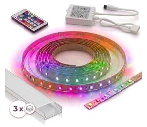 SADA 1x LED RGBW Pásek DIGITAL LED/9,6W/230V 3 m + 3x vestavný profil 1 m + DO