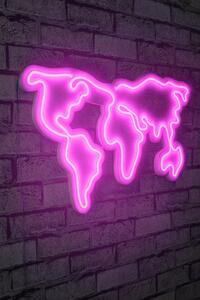 ASIR Nástěnná dekorace s LED osvětlením WORLD MAP růžová