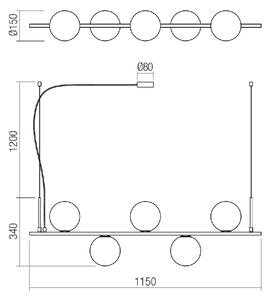 Redo 01-1635 - Lustr na lanku TALIS 5xE14/28W/230V