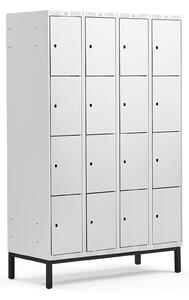AJ Produkty Boxová šatní skříň CLASSIC, s nohami, 4 sekce, 16 boxů, 1940x1200x550 mm, šedé dveře