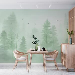 Fototapety akvarelový letecký pohled na les v zelených tónech, Fototapety příroda, w04872v1 : uwalls.cz