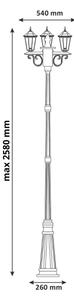 Venkovní lampa 3xE27/20W/230V IP43 2,58 m černá