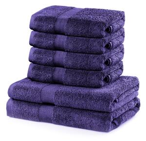 Sada 2 osušek a 4 ručníků DecoKing Ginna fialové
