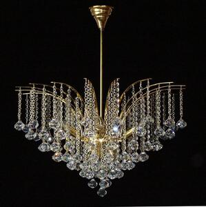 DBK GLASS 9-bulb crown ceiling lamp with crystal balls 7230-9-R