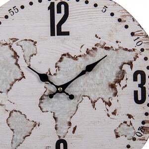 Nástěnné dřevěné hodiny s mapou 34 cm (Clayre & Eef)