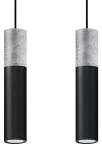 Sollux SL.0651 - Lustr na lanku BORGIO 2xGU10/40W/230V beton/kov černá