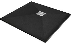 Mexen Stone+ čtvercový kompozitní sprchový kout 70 x 70 cm, černý - 44707070