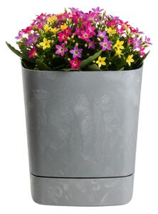 PLASTOVÝ KVĚTINÁČ CUBI 19X21 CM IMITACE BETONU ŠEDÁ
