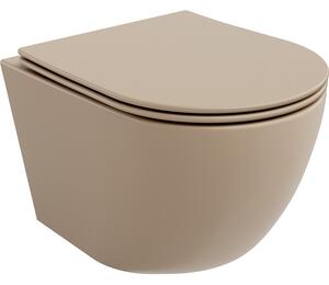 Mexen Lena wc mísa Rimless s pomalu klesající deskou slim, duroplast, matná cappuccino - 30224064