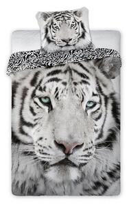 Povlečení bavlněné Deluxe 3D Tigr bílý 200x140cm+90x70cm Faro