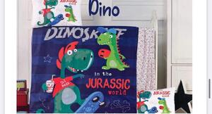 Povlečení bavlněné dětské modré Dino 130x90cm+45x65cm TiaHome