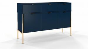 SKANDICA Komoda moderní SKANDICA POLKA 78x120 cm, tmavě modrá a zlaté kovové nohy