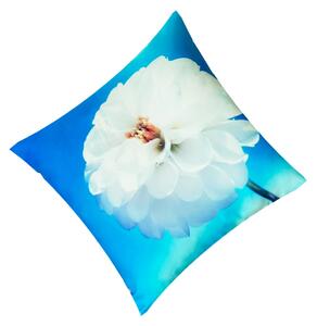 Mikroplyšový povlak na polštář 40x40 - Bílá květina
