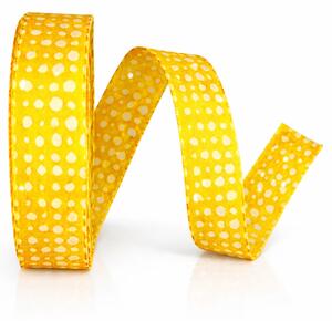 Bavlněná stuha YELLOW DOTS žlutá 25mm x 20m