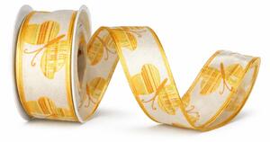 Stuha taftová SPRING BUTTERFLY Honey Gold oranžová 25mm x 2m