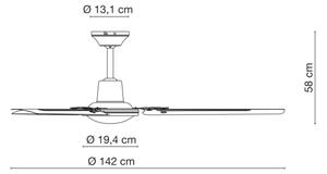 ZEVENTI - Stropní ventilátor TOFINO bílá