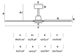 FARO 33511 - Stropní ventilátor MOREA pr. 152 cm + dálkové ovládání