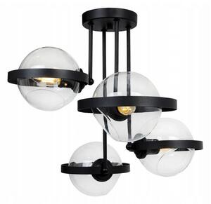 Light for home - Dekorativní lampa se skleněnými foukanymi svítidly RING 2340/4/B, 4x60W, E27, Černá