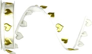 Stuha girlandová GOLDEN HEART GARLAND vysekávaná zlatá 15mm x 1m