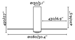 FARO 32034 - Stropní ventilátor TUBE FAN bílá/čirá pr. 128 cm