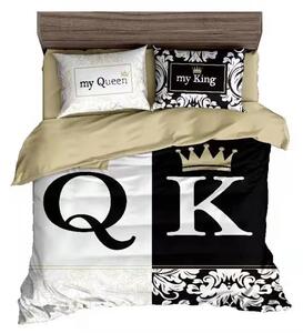 Bavlněné povlečení jednolůžkové 2 dílné + povlak na polštářek ZDARMA - King and Queen black and white
