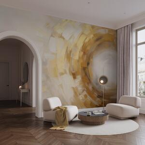 Fototapety Abstraktní malba imitující kruhové texturované tahy štětcem ve žluté a bílé barvě, vytvářející, Fototapety abstraktní, w09558 : uwalls.cz