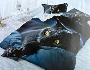 Dekaland Bavlněné povlečení na dvoulůžko 4 dílné - Černá kočka