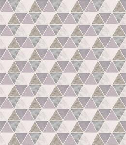 Tapety Trojúhelníky s texturovanými vložkami, směs lila a šedé barvy, Tapety abstraktní, a00917 : uwalls.cz