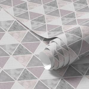 Tapety Geometrický trojúhelníkový vzor v šedých a pudrových tónech, Tapety abstraktní, a00920 : uwalls.cz
