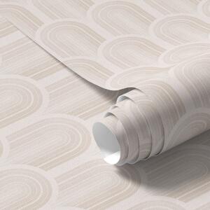 Tapety Řada obloukových tvarů v jemných béžových pruzích, retro styl, Tapety abstraktní, a00923 : uwalls.cz