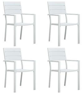 Zahradní židle 4 ks bílé HDPE dřevěný vzhled